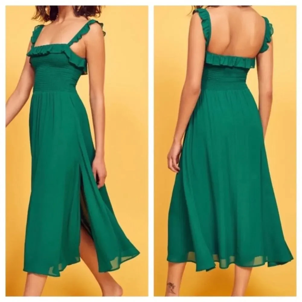 Reformation Siesta Green Midi dress size Medium